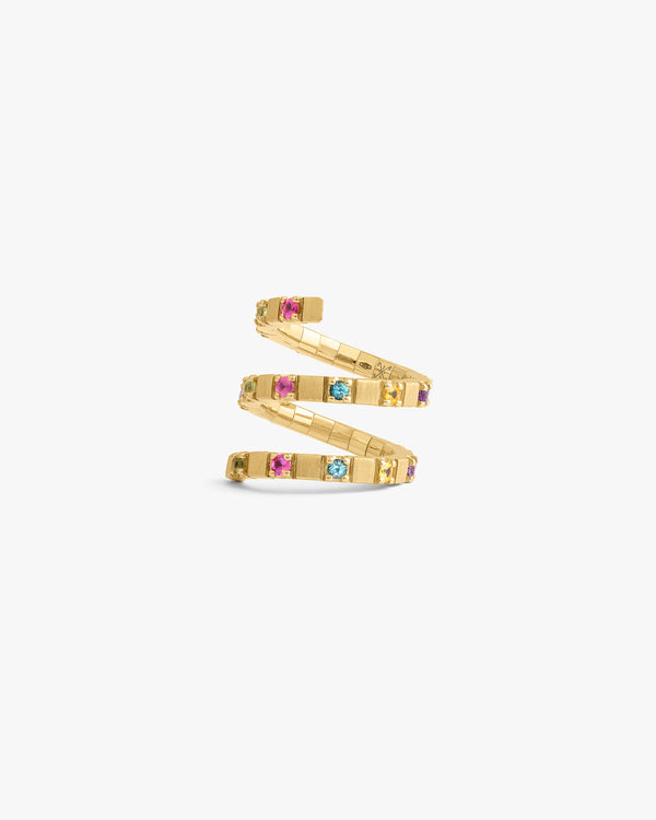 Multicolor yellow gold snake ring